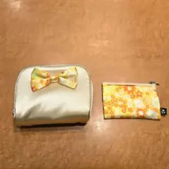 コスメポーチ ミニポーチ 花柄セット イエロー オレンジ系