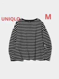 ユニクロ　ボーダTシャツ(長袖)レディース　ブラック　M