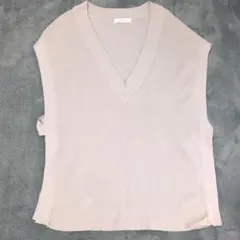 GLOBAL WORK ベスト ノースリーブ Vネック ベージュ フリーサイズ