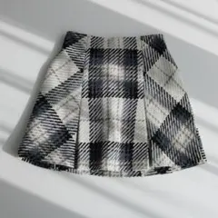 【美品】スナイデル ロービングチェックミニスカート 0 台形 ブルー S M