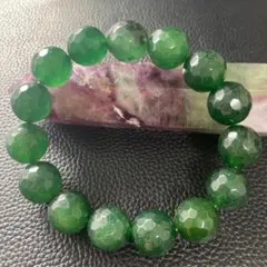 深緑 グリーンカルセドニー系 多面カットブレスレット 約13mm 碧玉風 天然石