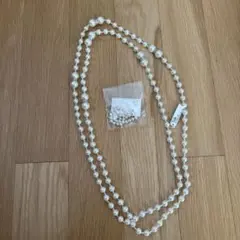ホワイトパールロングネックレス＆ニッケルフリーピアス 2点セット