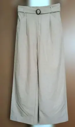 【VIS】ベージュ パンツ ベルト付き タック入り