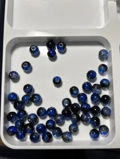 青色ガラスビーズ 50個 8mm