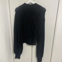WHO'S WHO gallery ブラック ケーブルニット ハイネック 長袖