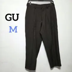 1493 GU ワイドテーパードイージーアンクルパンツ チェック【M】ブラウン