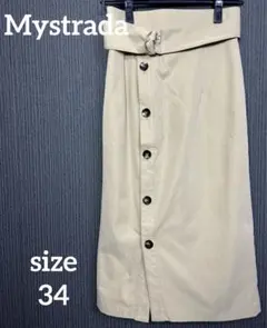 マイストラーダ トレンチ 切り替えプリーツスカート タイト 膝丈 34(SS)