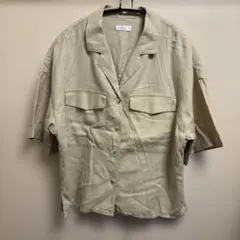 キナリ系ボタン付きシャツ Fサイズ