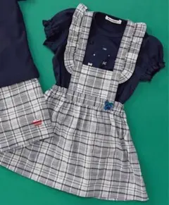 familiar130cm ジャンパースカート緑チェック女の子夏