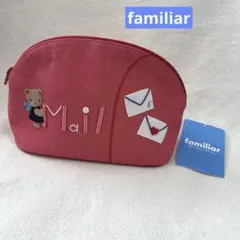 ファミリア デニムポーチ　赤　クマ　手紙　ラブレター　ペンケース