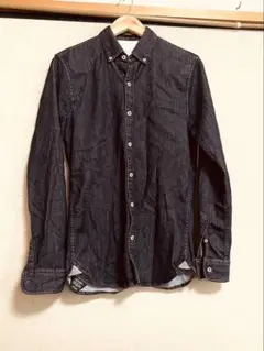 DENHAM ブラックデニム ボタンダウンシャツ　ポルトガル製