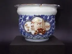 江戸　古伊万里　染付　蓮弁紋　特大鉢　直径約33.5cm 送料込み260423 江戸 古伊万里 染付 蓮弁紋 特大鉢 直径約33.5cm 送料込み260423