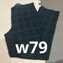 ユニクロ　メンズ　ヒートテック　グリーンチェック　パンツ　w79