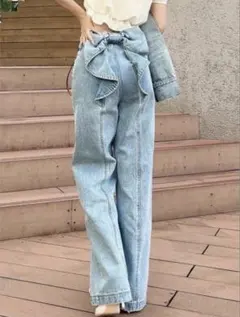 バックリボンデニムパンツ
