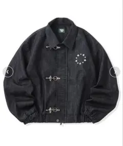 That's life ブラックレザーファイヤーマンジャケット Faux Leather Circle logo Fireman Jacket – That's life online store