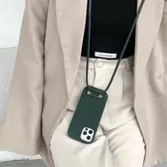 iPhoneケース iPhone13 ショルダーケース　カバー　グリーン　緑