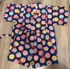 水玉模様 甚平 95cm 綿100%