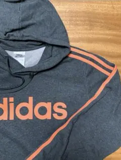 美品【adidas】裏起毛 ロゴ プルオーバー パーカー グレー M