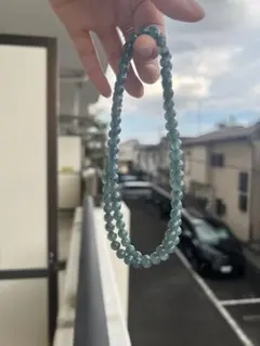 天然翡翠　グァテマラ産A貨 青系本翡翠 ネックレス 3連　ブレスレット　約6mm