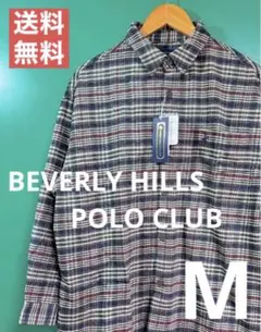 ワンポイント刺繍 モールツイード ビッグシルエット チェックシャツ　Mサイズ