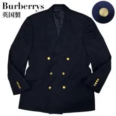 【美品】Burberrys バーバリー ダブル カシミヤ混 紺ブレ ジャケット