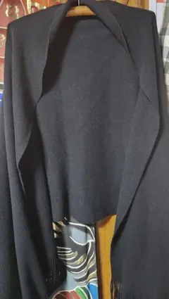 黒 フリンジ付き ショール