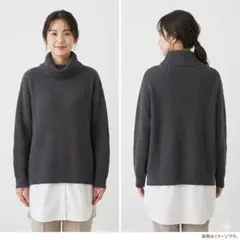 アースミュージック＆エコロジー レイヤード風 ニットプルオーバー 重ね着風 F