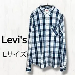 Levi's リーバイス チェック柄 長袖 BDシャツ Lサイズ 紺 青 白タブ