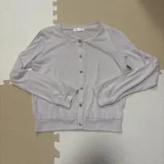 ByeBye カーディガン Uネック ビジュー ベビー ラベンダー テロ素材