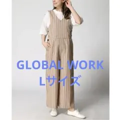 【GLOBAL WORK】オールインワン サロペット オーバーオール ベージュL