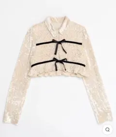 MAISON SPECIAL シャーリングベロアリボンブラウス