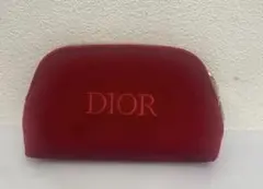 【非売品】Dior化粧品ノベルティー ベルベット ポーチ 赤　サンプル付き
