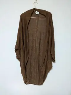 ブラウン カーディガン ロングカーディガン 五分袖 羽織 フリーサイズ