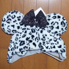 ヒョウ柄 ファンキャップ ディズニー ミニー 白 ホワイト レオパード柄