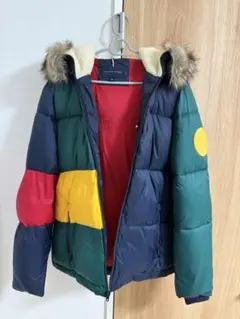 トミー ダウン カラーブロック USA購入 美品 ファー付き 90s風 XS