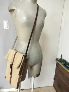 KOOSHandmade★麻×レザー　シンプルを楽しむ良素材バック　使用2回