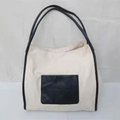 ★アニエスベー キャンバス×レザー トートバッグ ベージュ系 レディース