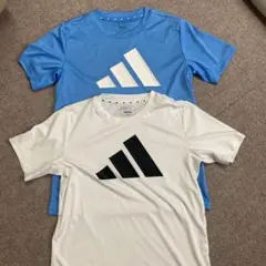 adidas キッズ Tシャツ2枚セット　ブルー ・ホワイト160