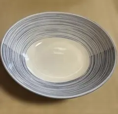 芦田淳　青いストライプ模様の鉢　前畑陶器　縦20.5×横23×高6cmのサムネイル