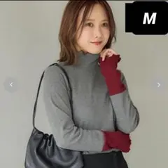 【新品】mysa 田中里奈　袖配色　裏起毛プルオーバーしまむら レッドグレー М