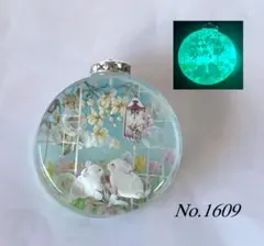 展示用/レジン/花火と窓辺のうさぎ 風鈴 朝顔 蓄光 オルゴナイト