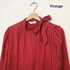 ⭐️レトロ古着　赤　ストライプ　リボン　ワンピース⭐️ヴィンテージ アメリカ製　春