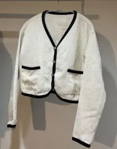 一度着用美品　白黒クロップドカーディガン 長袖
