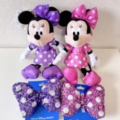 ディズニー　ミニー　ぬいぐるみチャーム　ヘアゴム　スパンコール