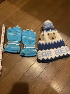 キッズ ニット帽 手袋 スキーウェア 青