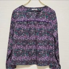 90s ヴィンテージ 総柄 ブラウス 紫 地雷系 Y2K パンク レトロ