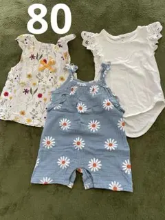 ベビー服 ロンパース まとめ売り 花柄 女の子 80