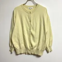 ✨グローバルワーク【M】✨ カーディガン 羽織り 前ボタン 丸首 黄