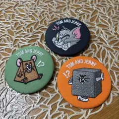 トムとジェリー 刺繍缶バッジ 3個セット