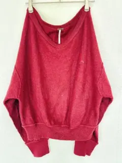 Free People レッド Vネックセーター M ボルドー カシミヤ100%